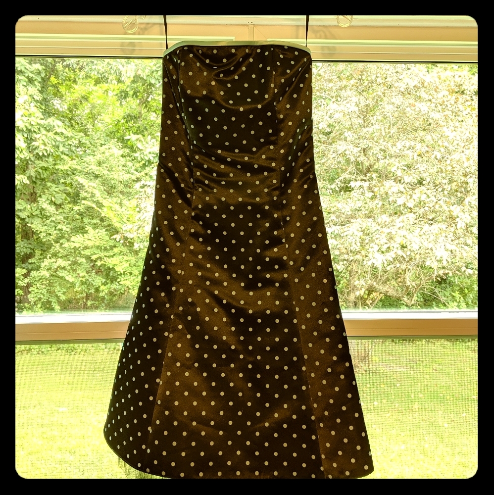 Strapless Polka Dot Midi Dress